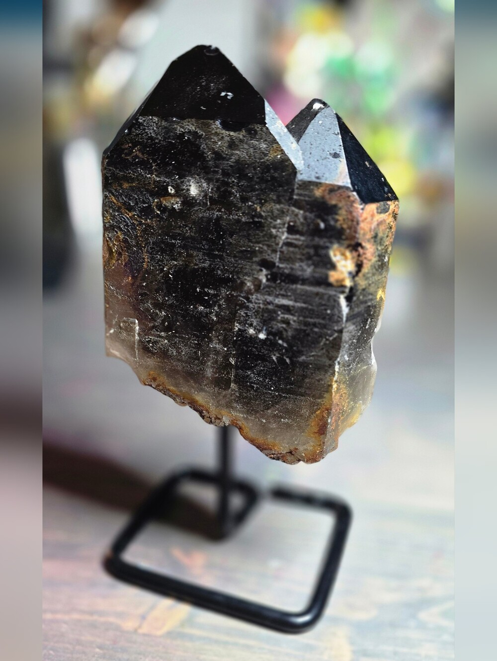 Large natural Smoky Quartz Crystal Specimen On Stand